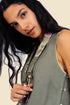 Sleeveless tunic dress in linen with contrasting color trims